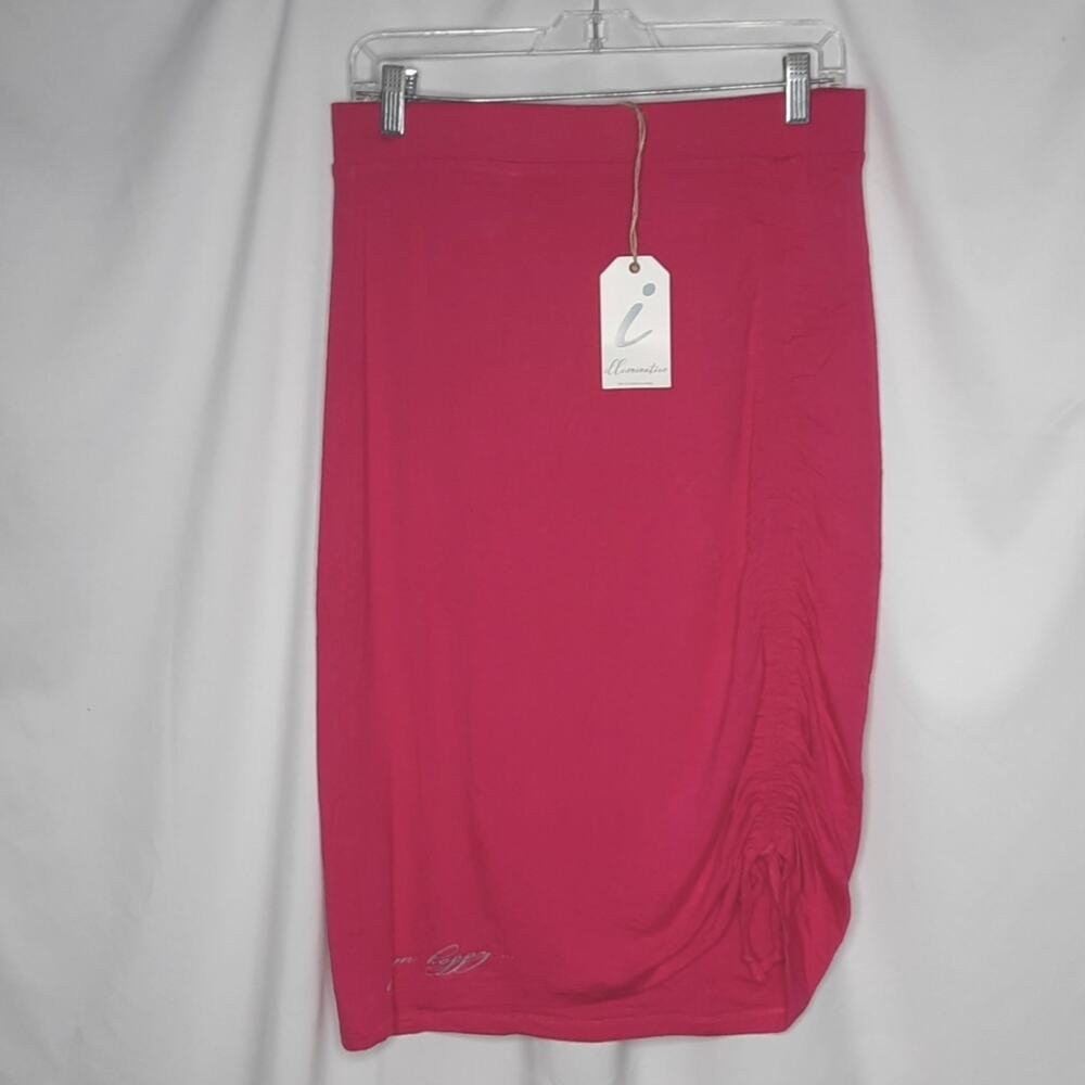 Illuminative Hot Pink Ruched Straight Skirt Medium